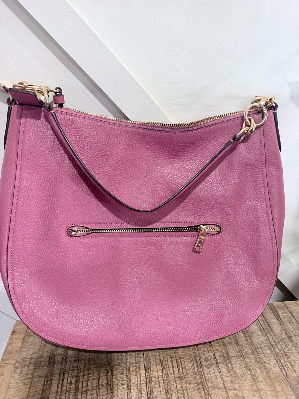Coach Pink Pebble Leather Shoulder Bag with Gold Hardware - Picture 3 of 6